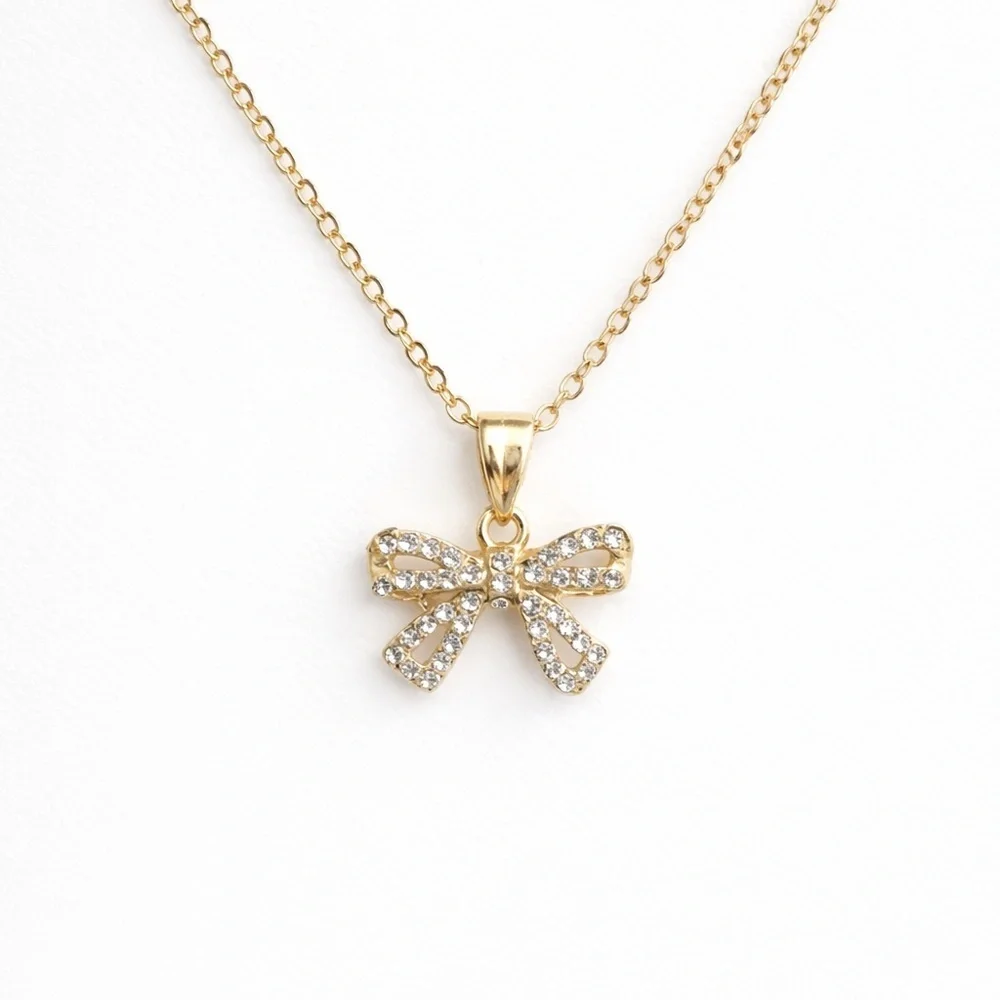 Elegant Gold Bow Pendant Necklace - Picture 1 of 4